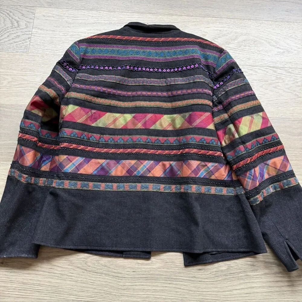 Coldwater Creek Jacket  Women P10 Aztec Embroidered Beaded Blazer Topper Vtg - Picture 2 of 12